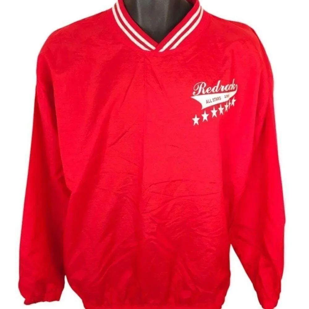 Vintage Redrock Little League Windbreaker Jacket Mens Size Medium Red 90s 1998